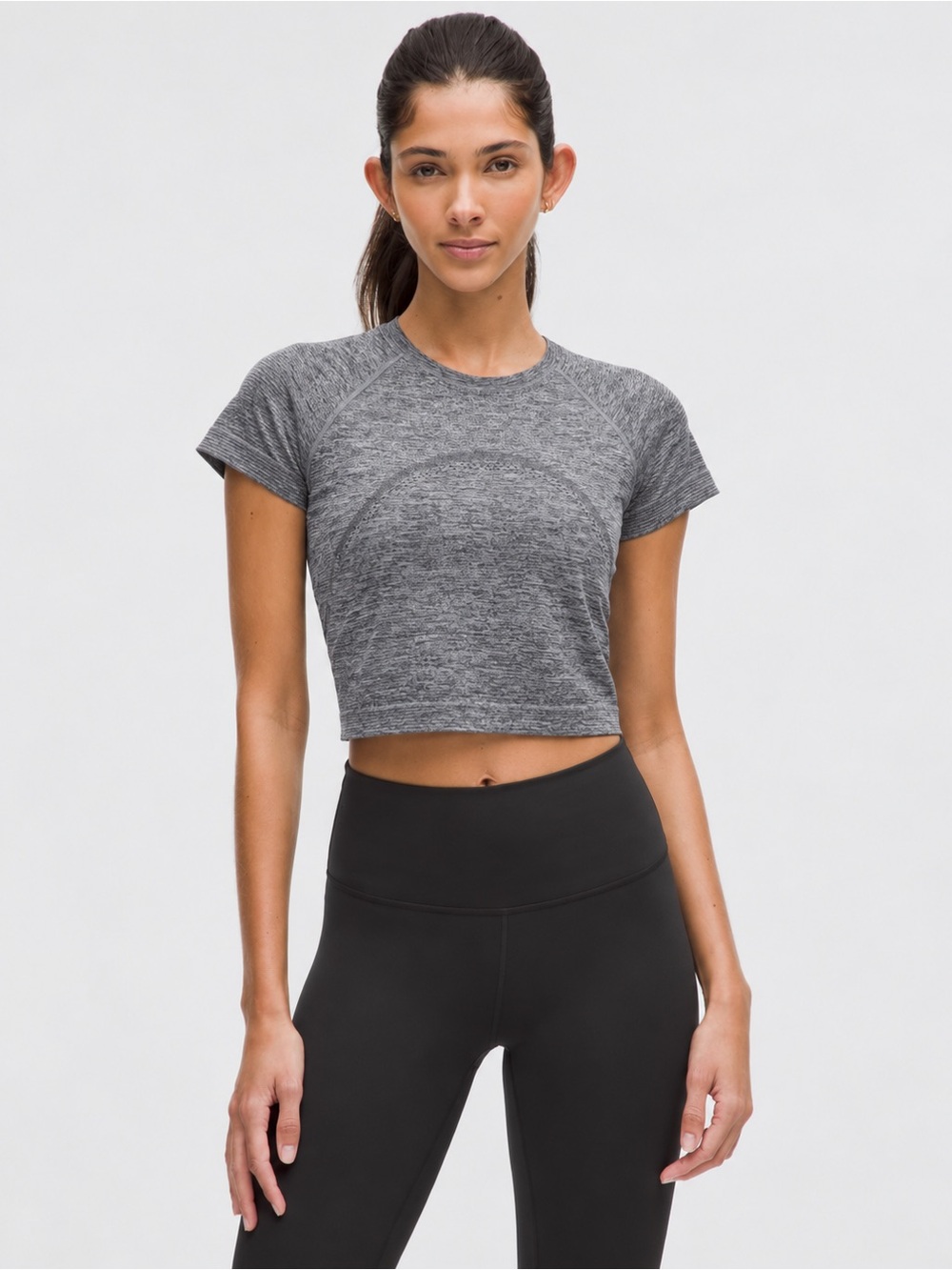 Lululemon Swiftly Tech Cropped Short-Sleeve Shirt Womens Gray Size 2 *560
